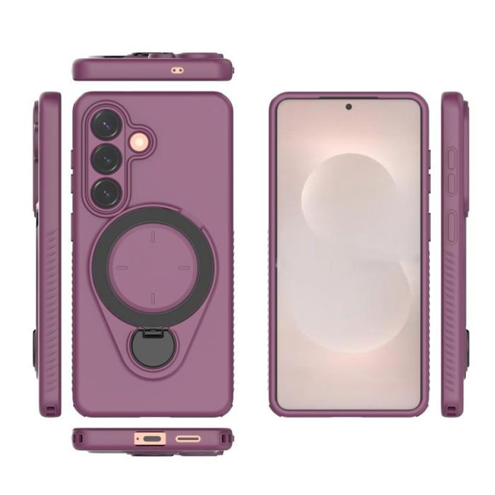 WANLONFENG - WANLONFENG Mobilskal för Samsung Galaxy S26 Plus Kickstand PC + TPU - Vinröd