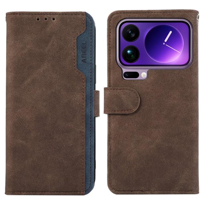 ABEEL - ABEEL Xiaomi 17 Pro Max Plånboksfodral Färgsplicing Konstläder Brun