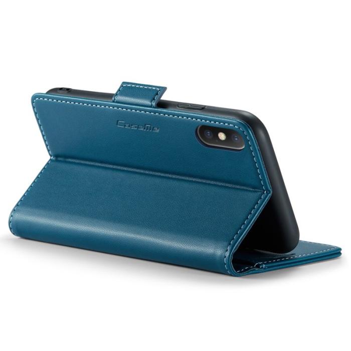 Caseme - CASEME RFID-Skydd Plånboksfodral Konstläder för iPhone XS - Blå