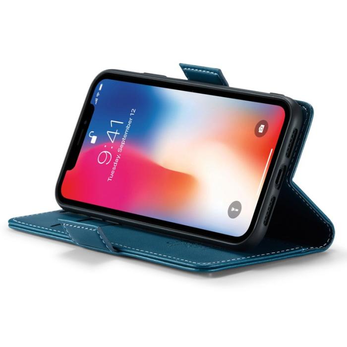 Caseme - CASEME RFID-Skydd Plånboksfodral Konstläder för iPhone XS - Blå