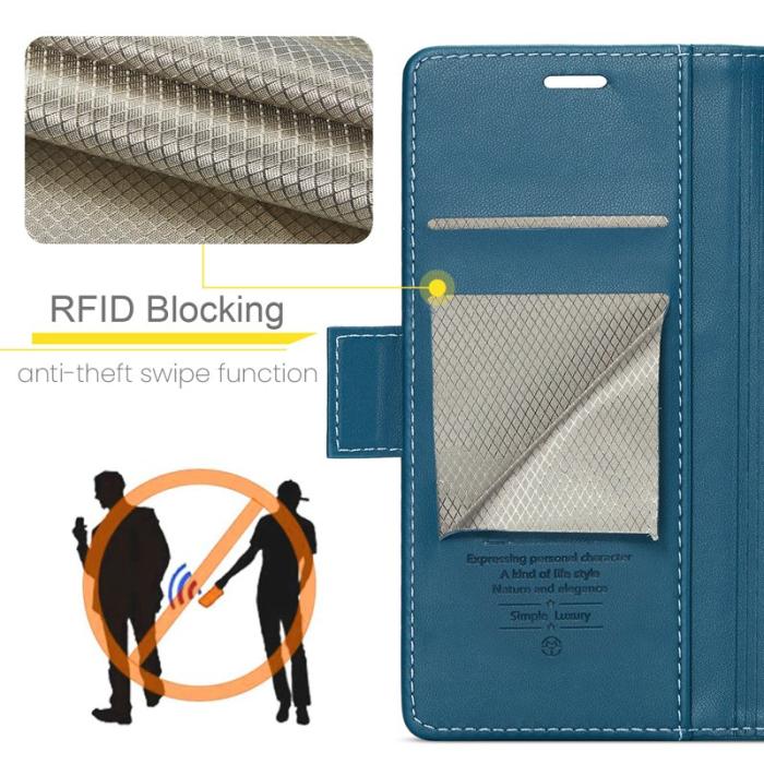 Caseme - CASEME RFID-Skydd Plånboksfodral Konstläder för iPhone XS - Blå