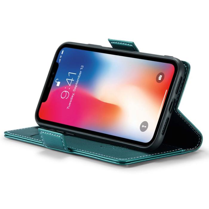 Caseme - CASEME RFID-Skydd Plånboksfodral Konstläder för iPhone XS - Grön