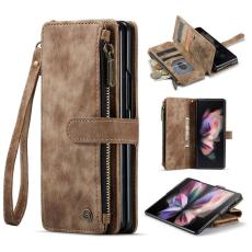 Caseme - CASEME Konstl&auml;der Pl&aring;nboksfodral f&ouml;r Samsung Galaxy Z Fold3 5G - Brun