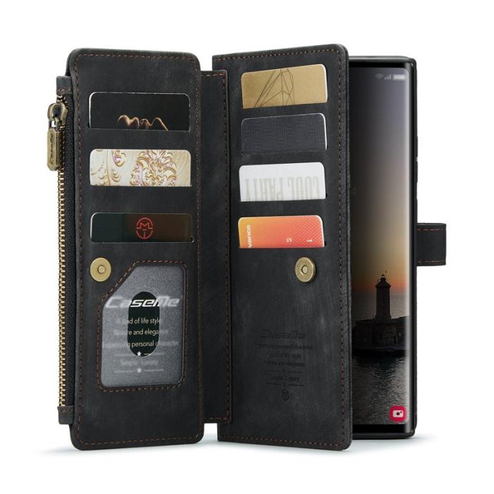 Caseme - CASEME Konstläder Plånboksfodral för Samsung Galaxy S25 Ultra - Svart