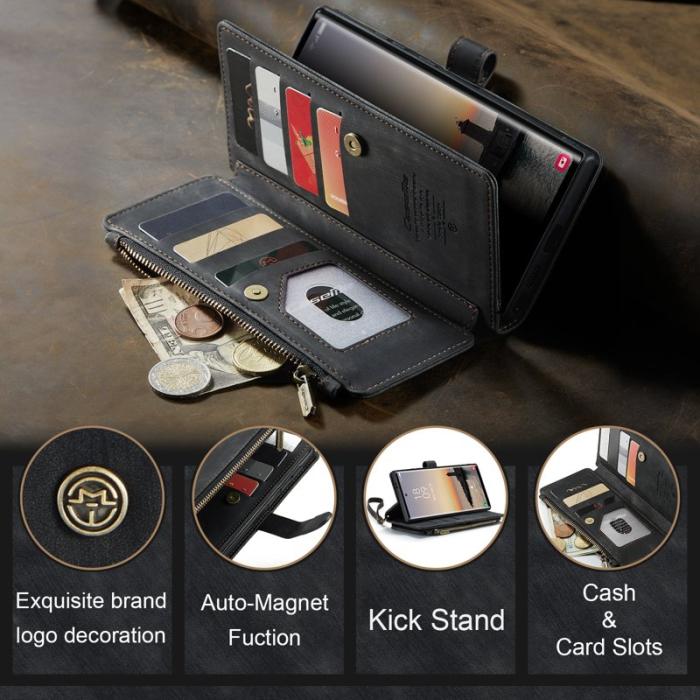 Caseme - CASEME Konstläder Plånboksfodral för Samsung Galaxy S25 Ultra - Svart