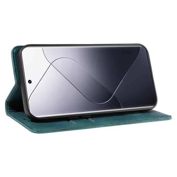 BETOPNICE - BETOPNICE 003 för Xiaomi 14 Pro Plånboksfodral Konstläder - Grön