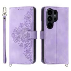 OEM - Samsung Galaxy S26 Ultra Pl&aring;nboksfodral Konstl&auml;der Blomm&ouml;nster - Lila
