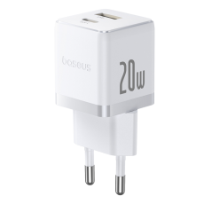 BASEUS - Baseus Snabbladdare USB-C - USB-A 20W Palm - Vit