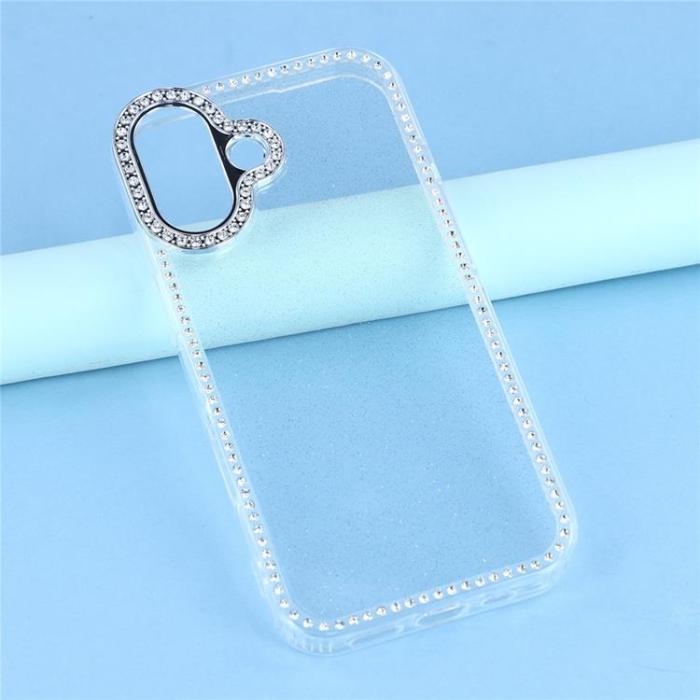 A-One Brand - iPhone 17 Mobilskal Rhinestone Edge - Glitter Transparent