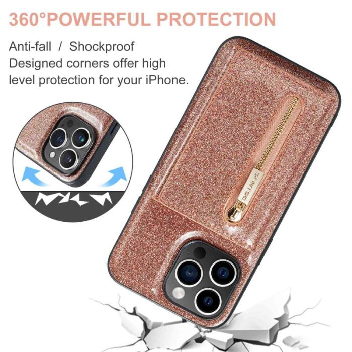 DG.MING - DG.MING M3 Series Mobilskal till iPhone 13 Pro 2-i-1 Glittrig Roséguld