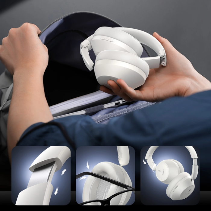 BASEUS - Baseus On-Ear Trådlösa Hörlurar Bluetooth 5.3 - Vit