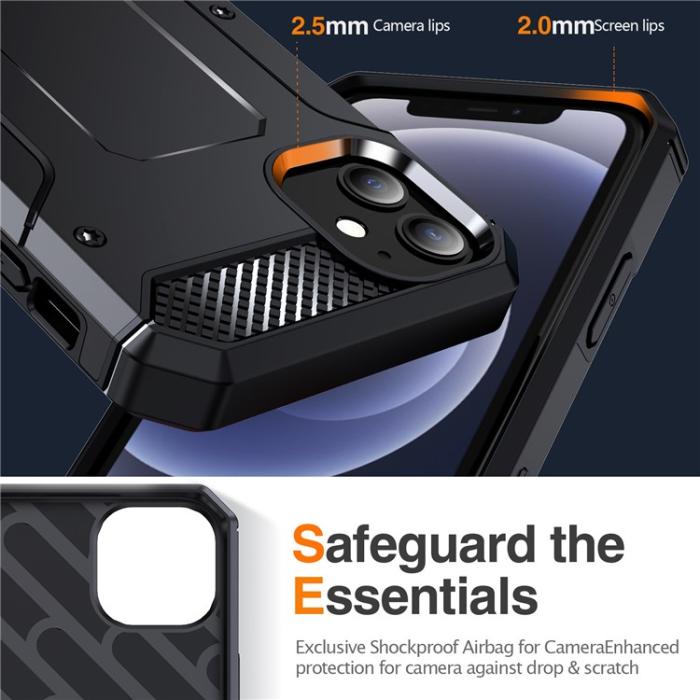 A-One Brand - iPhone 12/12 Pro Mobilskal Kickstand Shockproof - Svart