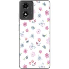 iSecrets - Mobilskal till Motorola Moto E14 med Blommor och fj&auml;rillar