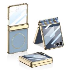 GKK - GKK Samsung Galaxy Z Flip7 Fodral PU PC Tempered Glass - Bl&aring;