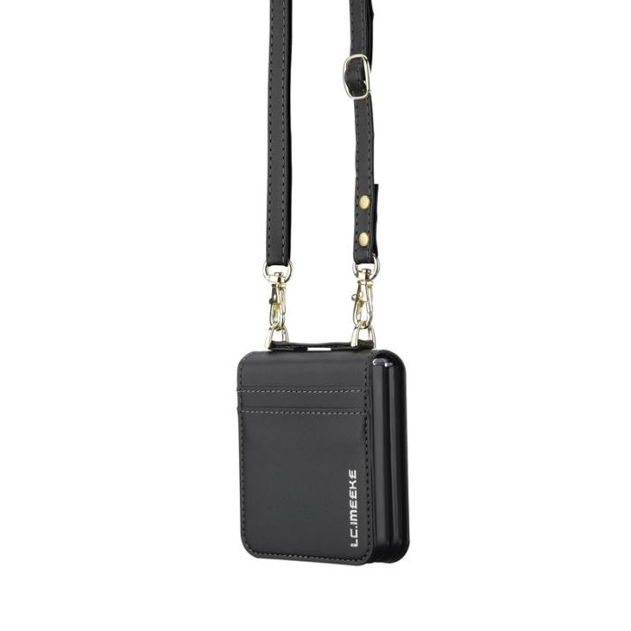 LC.imeeke - LC.IMEEKE för Samsung Galaxy Z Flip4 Plånboksfodral Konstläder - Svart