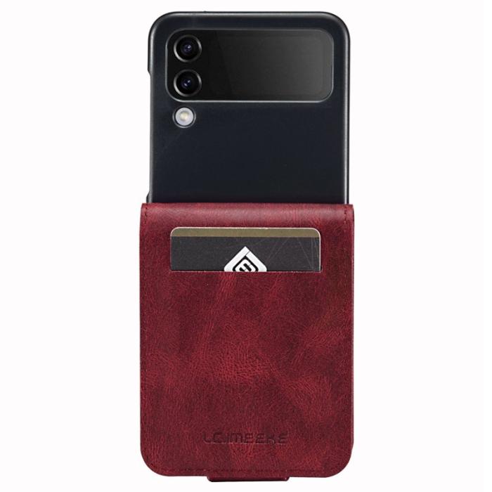 LC.imeeke - LC.IMEEKE för Samsung Galaxy Z Flip4 Fodral KonstLäder - Röd