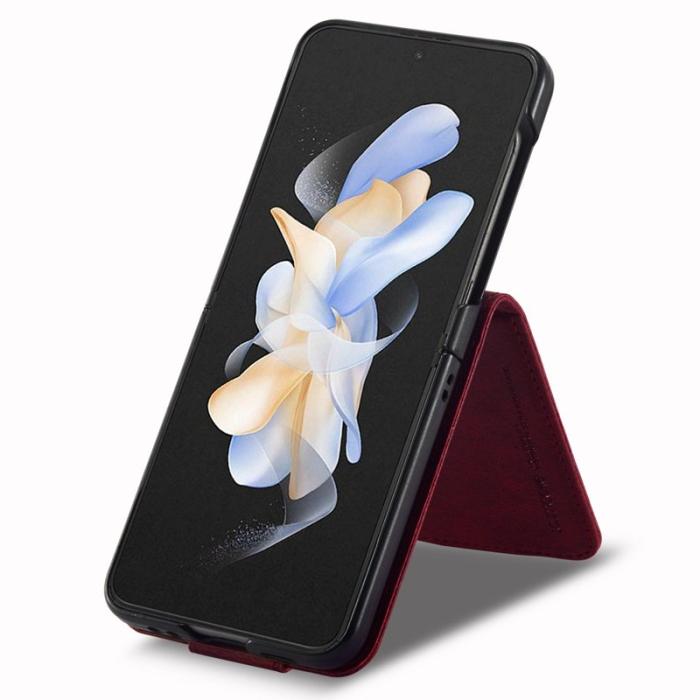 LC.imeeke - LC.IMEEKE för Samsung Galaxy Z Flip4 Fodral KonstLäder - Röd