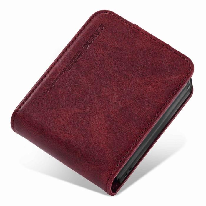 LC.imeeke - LC.IMEEKE för Samsung Galaxy Z Flip4 Fodral KonstLäder - Röd
