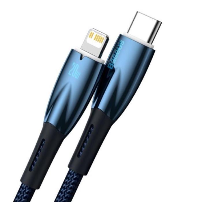 BASEUS - Baseus USB-C till lightning kabel 2m 20W Glimmer Series - Blå