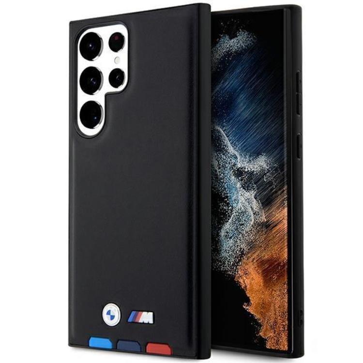 BMW Galaxy S23 Ultra Skal Läder Stamp Tricolor - Svart | 2353 | AlltMobil