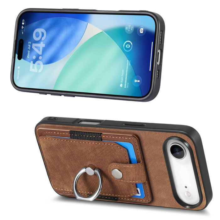 A-One Brand - iPhone Air Mobilskal med Korthållare Läder Kickstand - Brun