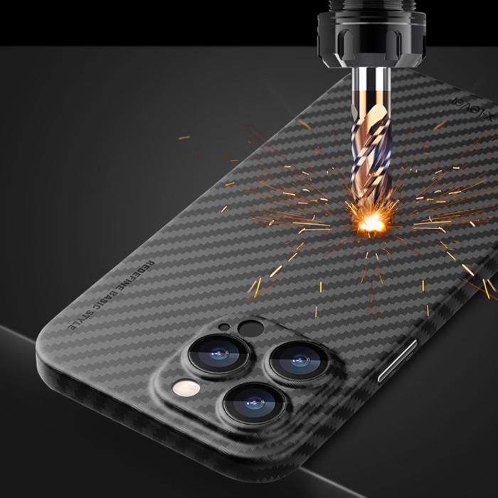 X-Level - X-LEVEL Mobilskal till iPhone 13 Pro Max Kolfiber Textur Svart