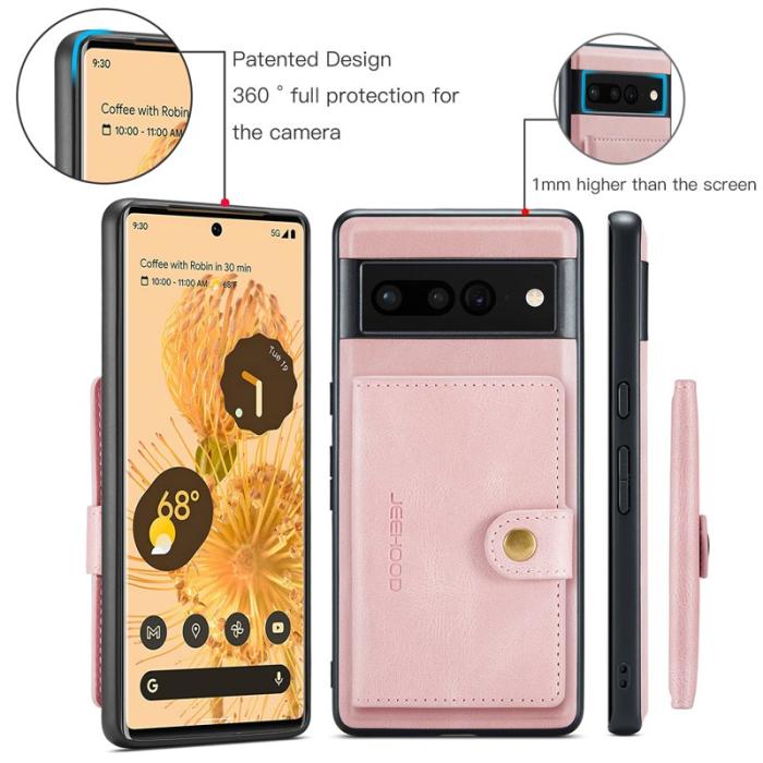 JEEHOOD - JEEHOOD Google Pixel 7 Pro 5G Fodral KonstLäder - Rosa