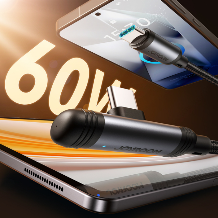 Joyroom - Joyroom USB-C - USB-C 60W Kabel 1.2m Series 90° - Svart