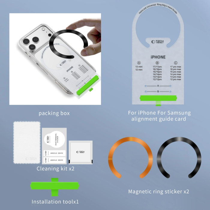 Tech-Protect - Tech-Protect 2-Pack MagSafe Magnetic Ring MMP-210 - Svart/Orange