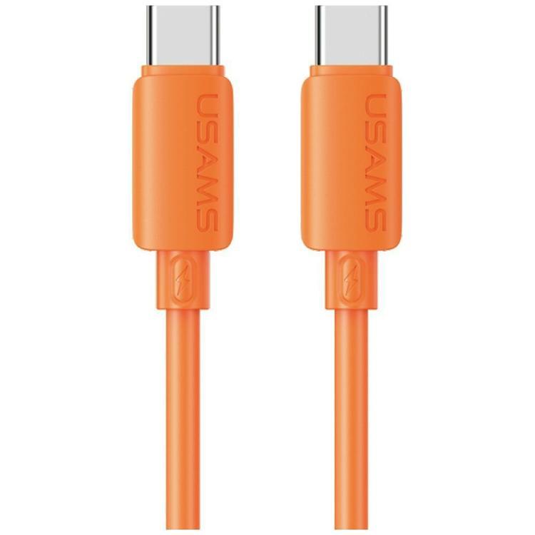 USAMS USB-C till USB-C 60W Kabel 3A 1m Silikon U98 - Orange