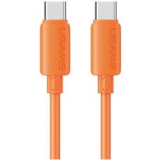 USAMS - USAMS USB-C till USB-C 60W Kabel 3A 1m Silikon U98 - Orange
