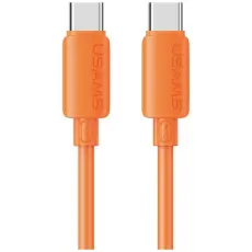 USAMS - USAMS USB-C till USB-C 60W Kabel 3A 1m Silikon U98 - Orange