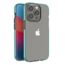 OEM - iPhone 14 Pro Skal Spring Silicone med Ram - Ljusbl&aring;