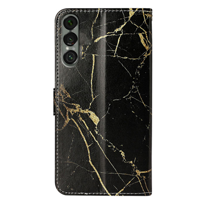 A-One Brand - Sony Xperia 1 VII Plånboksfodral Marble Painted - Svart Guld