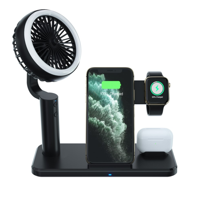 OEM - 3in1 Trådlös Laddare Apple Watch, iPhone, Airpods med Fläkt N60