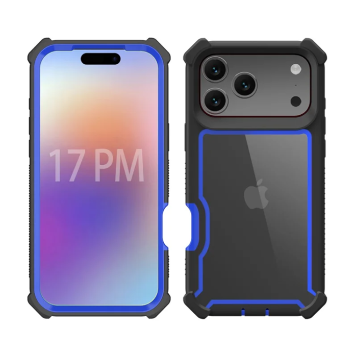 A-One Brand - iPhone 17 Pro Max Mobilskal TPU + PC Shockproof - Svart/Blå
