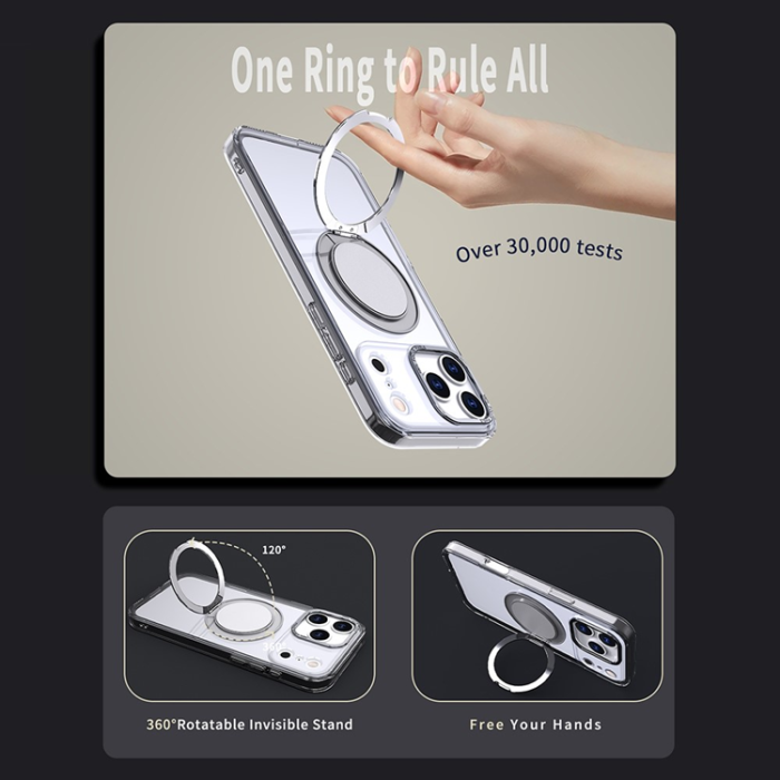 A-One Brand - iPhone 17 Pro Mobilskal MagSafe TPU+PC Kickstand - Transparent