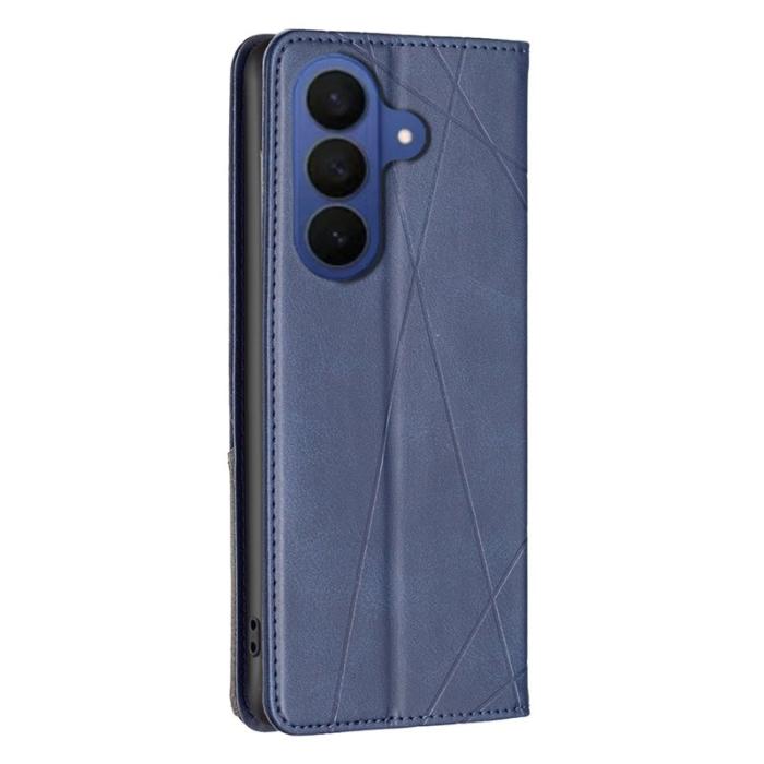 OEM - Samsung Galaxy S26 Plus Skal Geometrisk Prägling Äkta Läder - Blå