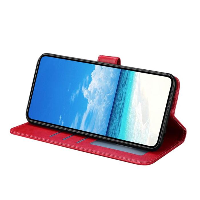 OEM - Samsung Galaxy S26 Plus Plånboksfodral Flip Konstläder Med Rem - Röd