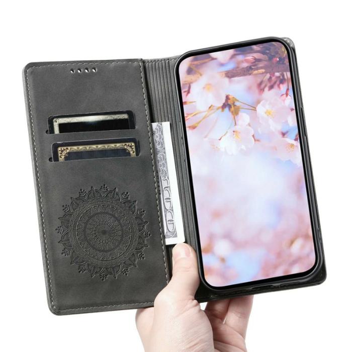 OEM - Mobilskal till Samsung Galaxy S26/S26 Pro Magnetstängning Konstläder Mönster Grå