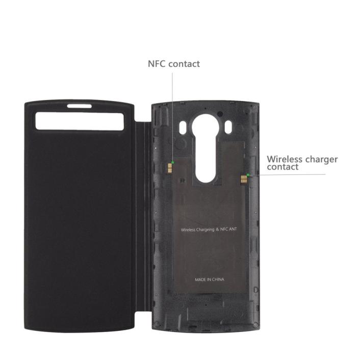 UTGATT5 - Qi Wireless Charger fönster fodral till LG V10 - Svart