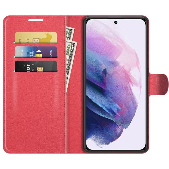 OEM - Litchi Magnetic Fodral Galaxy S22 Plus 5G - Röd