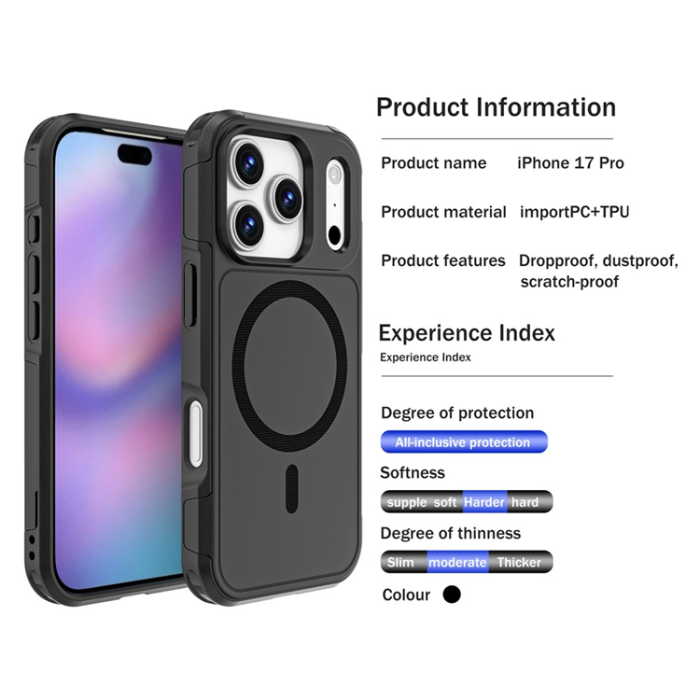 A-One Brand - iPhone 17 Pro Mobilskal MagSafe PC + TPU Anti-drop - Svart