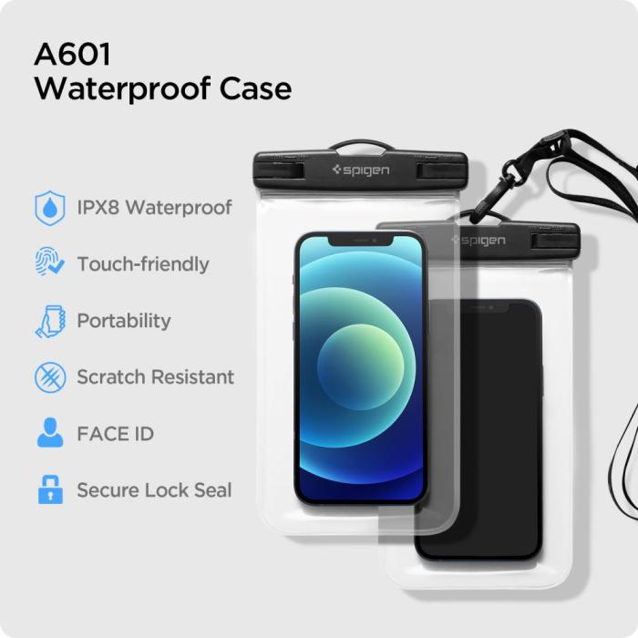 Spigen - Spigen 2-Pack Universala Vattentät Mobilväskor A601 - Crystal Clear