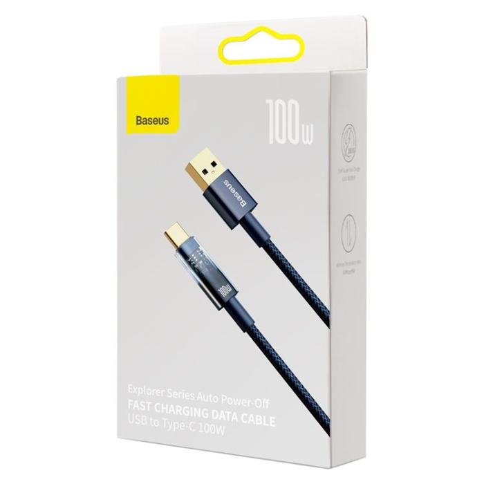 BASEUS - Baseus Explorer USB-C till USB-A kabel 100W 1m - Blå