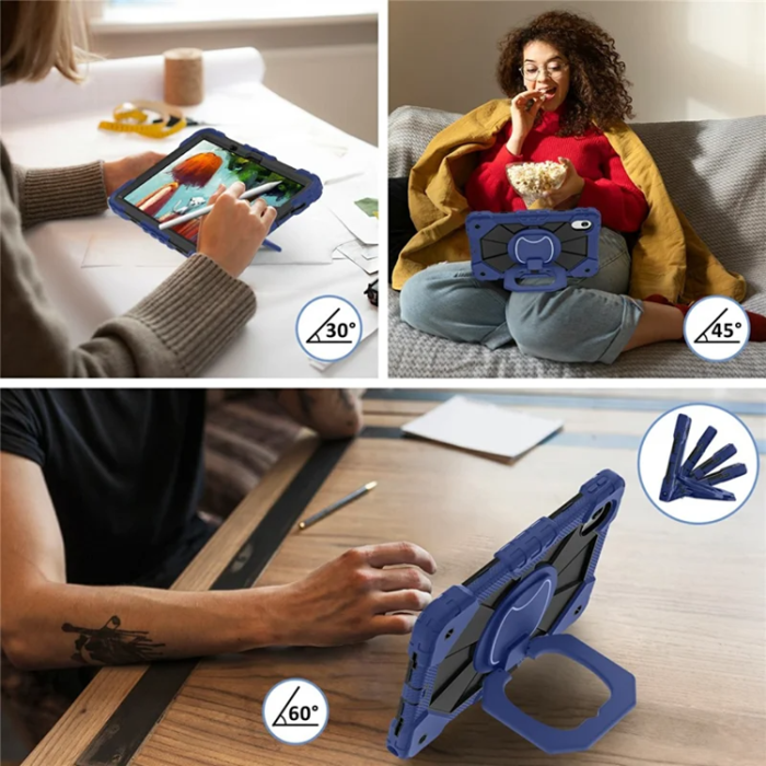A-One Brand - Lenovo M11/Idea Tab Skal Silikon Kickstand - Marinblå/Svart