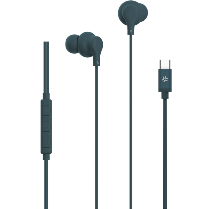 Celly - Celly Hörlurar In-Ear Kabel USB-C UP1600 - Blågrön