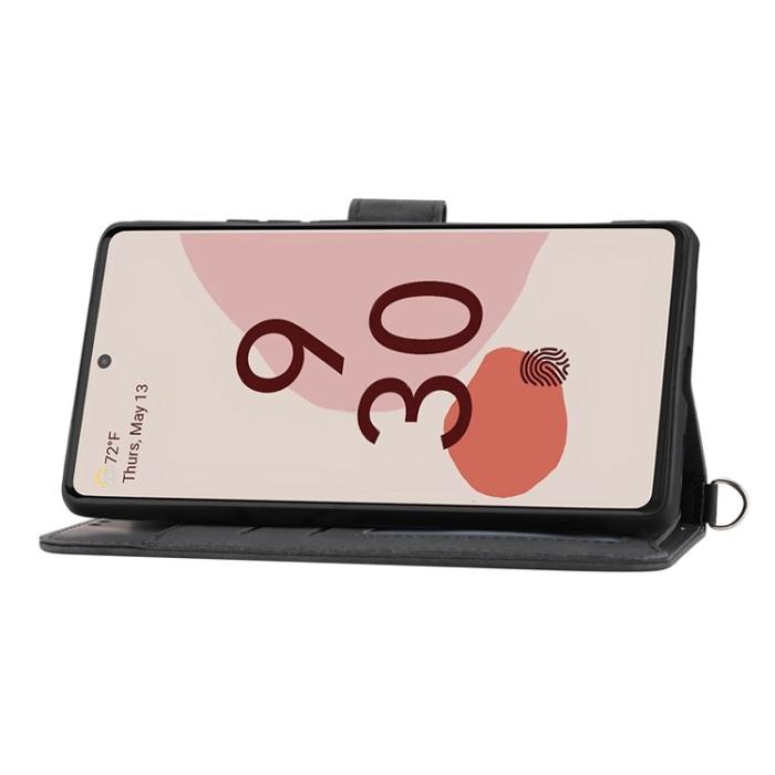 A-One Brand - Google Pixel 7 Plånboksfodral Imprinted Flower - Svart