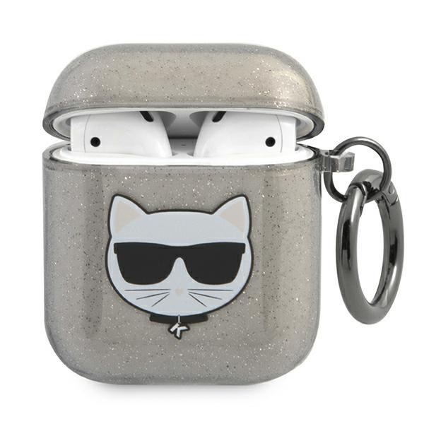 Karl Lagerfeld AirPods Skal Glitter Choupette - Svart