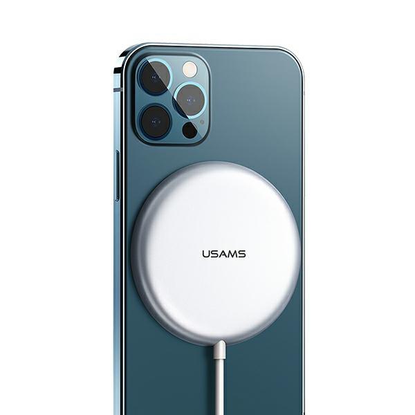 USAMS Induktionsladdare CD160 Magnetisk W2 15W Aluminium - Silver